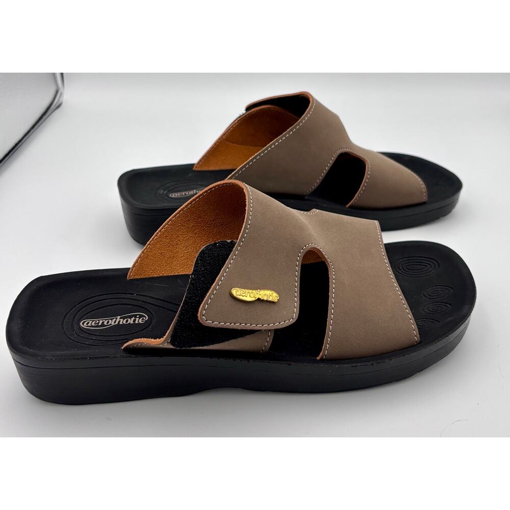 Aerothotic Women’s Comfort Slide Sandals Brown US 10 Orthopedic Cushioned EUC